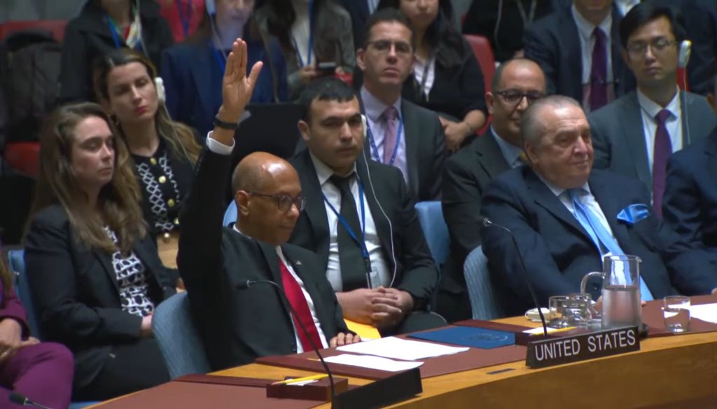 Estados Unidos VETA en el Consejo de Seguridad la resolución que recomendaba la admisión de #Palestina como Estado miembro de la ONU.